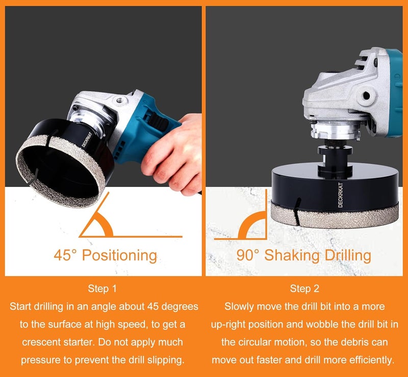 DECKRKAT Store 4-1/4" Diamond Hole Saw, 110mm Tile Hole Saw Drill Bit Diamond Tipped for Granite Marble Ceramic Glass Porcelain Quartz Tiles Stones Countertop, Core Drill Bits with 5/8-11 Thread for Angle Grinders. - Image 3